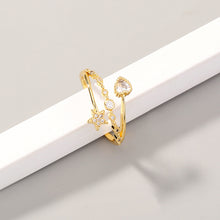Load image into Gallery viewer, Fashion Simple Plated Gold Heart Star Adjustable Open Ring with Cubic Zirconia