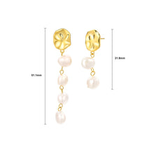 Load image into Gallery viewer, 925 Sterling Silver Plated Gold Fashion Elegant Irregular Freshwater Pearl Geometric Asymmetric Earrings