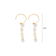 Load image into Gallery viewer, 925 Sterling Silver Plated Gold Simple Irregular Freshwater Pearl Tassel Geometric Circle Earrings