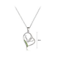 Load image into Gallery viewer, Fashion and Elegant Double Horse Head Heart Pendant with Green Cubic Zirconia and Necklace
