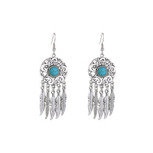 Load image into Gallery viewer, Fashion Vintage Pattern Dream Catcher Tassel Feather Earrings
