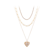 Load image into Gallery viewer, Fashion Simple Plated Gold Heart Pendant with Cubic Zirconia and Layered Necklace