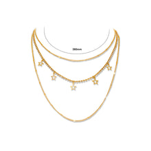 Load image into Gallery viewer, Fashion Simple Plated Gold Hollow Star Multilayer Necklace with Cubic Zirconia