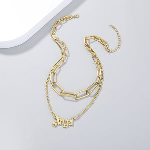 Fashion Personality Plated Gold Angel Chain Double Layer Necklace
