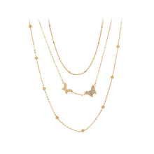 Load image into Gallery viewer, Simple and Elegant Plated Gold Butterfly Layered Necklace with Cubic Zirconia