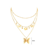 Load image into Gallery viewer, Fashion and Elegant Plated Gold Hollow Butterfly Pendant with Layered Necklace