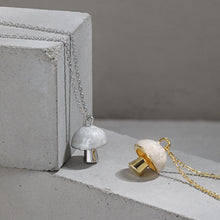 Load image into Gallery viewer, 925 Sterling Silver Plated Gold Simple Cute White Epoxy Mushroom Pendant with Necklace