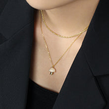 Load image into Gallery viewer, 925 Sterling Silver Plated Gold Simple Cute White Epoxy Mushroom Pendant with Necklace