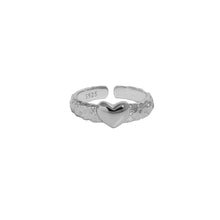 Load image into Gallery viewer, 925 Sterling Silver Fashion Simple Heart Textured Geometric Adjustable Open Ring