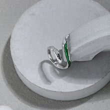 Load image into Gallery viewer, 925 Sterling Silver Simple Personality Irregular Enamel Green Geometric Adjustable Open Ring