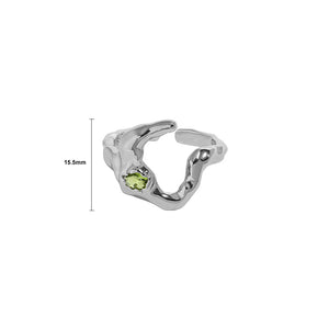 925 Sterling Silver Fashion Personality Irregular Geometric Adjustable Open Ring with Cubic Zirconia