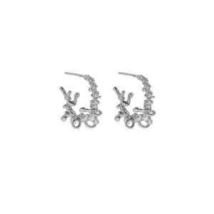 925 Sterling Silver Temperament Personality Irregular Lava C-Shape Geometric Stud Earrings