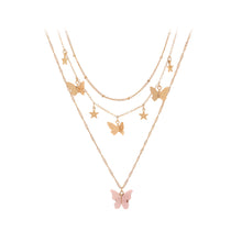 Load image into Gallery viewer, Fashion Temperament Plated Gold Butterfly Pendant with Layered Necklace