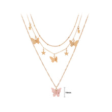 Load image into Gallery viewer, Fashion Temperament Plated Gold Butterfly Pendant with Layered Necklace