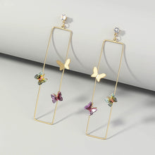 Load image into Gallery viewer, Fashion Temperament Plated Gold Butterfly Hollow Geometric Rectangle Earrings