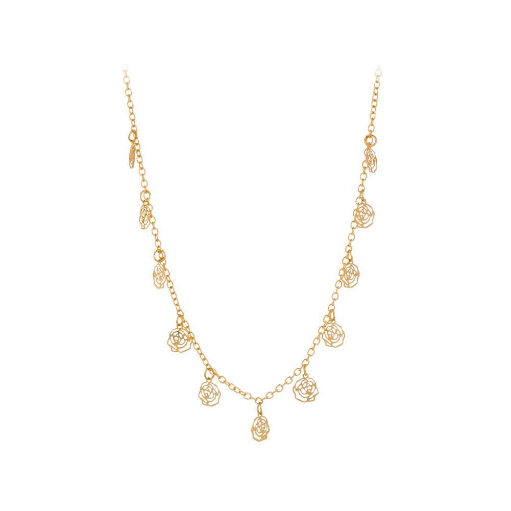 Fashion and Elegant Plated Gold Hollow Rose Necklace