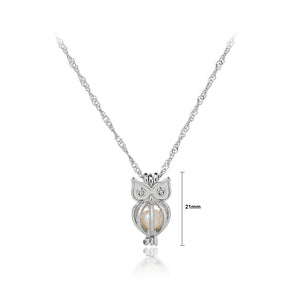 Fashion Cute Owl Pendant with Imitation Pearls and Necklace