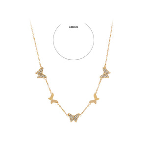 Simple and Elegant Plated Gold Butterfly Necklace with Cubic Zirconia