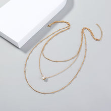 Load image into Gallery viewer, Simple Fashion Plated Gold Geometric Chain Multilayer Necklace with Cubic Zirconia