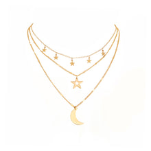 Load image into Gallery viewer, Fashion Simple Plated Gold Moon Star Pendant with Layered Necklace
