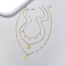 Load image into Gallery viewer, Fashion Simple Plated Gold Moon Star Pendant with Layered Necklace