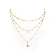 Load image into Gallery viewer, Fashion Simple Plated Gold Star Pendant with Cubic Zirconia and Layered Necklace