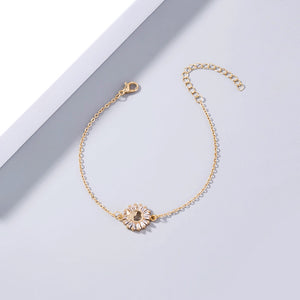 Fashion Simple Plated Gold Flower Bracelet with Cubic Zirconia