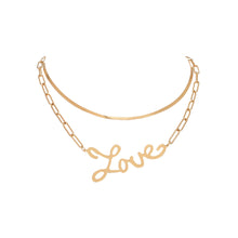 Load image into Gallery viewer, Simple Temperament Plated Gold LOVE Alphabet Pendant with Double Necklace