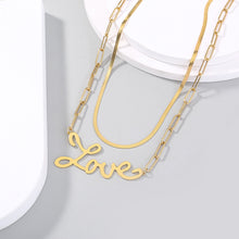Load image into Gallery viewer, Simple Temperament Plated Gold LOVE Alphabet Pendant with Double Necklace