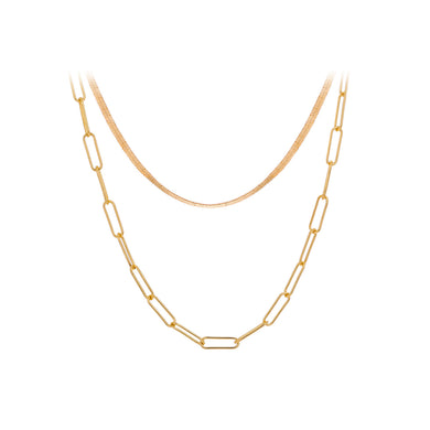 Simple Fashion Plated Gold Chain Double Layer Necklace