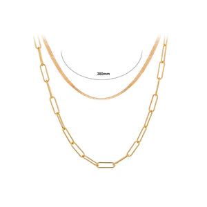 Simple Fashion Plated Gold Chain Double Layer Necklace