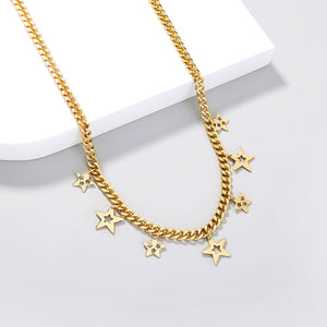 Fashion Simple Plated Gold Star Necklace