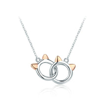 Load image into Gallery viewer, 925 Sterling Silver Simple Cute Double Cat Pendant with Necklace