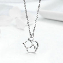 Load image into Gallery viewer, 925 Sterling Silver Simple and Cute Hollow Cat Heart Pendant with Necklace