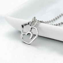 Load image into Gallery viewer, 925 Sterling Silver Simple and Cute Hollow Cat Heart Pendant with Necklace