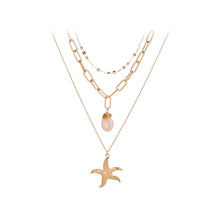 Load image into Gallery viewer, Fashion Simple Plated Gold Starfish Shell Pendant with Layered Necklace