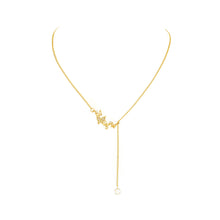 Load image into Gallery viewer, Simple and Elegant Plated Gold Butterfly Tassel Necklace with Cubic Zirconia