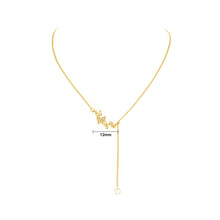 Load image into Gallery viewer, Simple and Elegant Plated Gold Butterfly Tassel Necklace with Cubic Zirconia