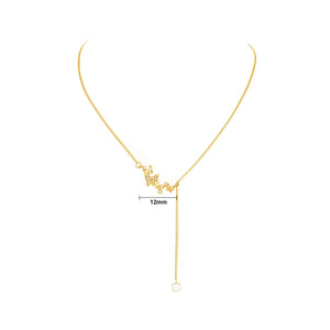 Simple and Elegant Plated Gold Butterfly Tassel Necklace with Cubic Zirconia