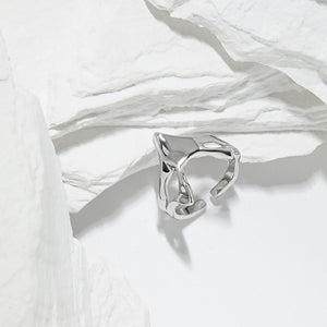 925 Sterling Silver Fashion Creative Fox Shape Irregular Geometric Adjustable Open Ring