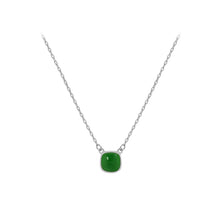 Load image into Gallery viewer, 925 Sterling Silver Fashion Simple Green Enamel Geometric Square Pendant with Necklace