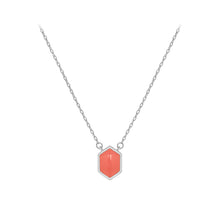 Load image into Gallery viewer, 925 Sterling Silver Fashion Simple Orange Enamel Hexagon Geometric Pendant with Necklace
