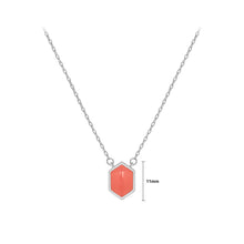 Load image into Gallery viewer, 925 Sterling Silver Fashion Simple Orange Enamel Hexagon Geometric Pendant with Necklace