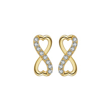 Load image into Gallery viewer, 925 Sterling Silver Plated Gold Fashion Simple Heart Infinity Symbol Stud Earrings with Cubic Zirconia