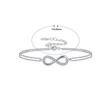 Load image into Gallery viewer, 925 Sterling Silver Fashion Simple Infinity Symbol Cubic Zirconia Double Layer Bracelet