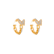 Load image into Gallery viewer, Fashion Simple Plated Gold Butterfly Geometric Circle Stud Earrings with Cubic Zirconia