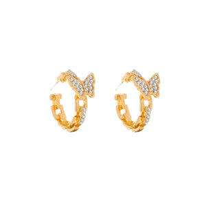 Fashion Simple Plated Gold Butterfly Geometric Circle Stud Earrings with Cubic Zirconia