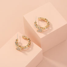Load image into Gallery viewer, Fashion Simple Plated Gold Butterfly Geometric Circle Stud Earrings with Cubic Zirconia