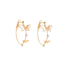 Load image into Gallery viewer, Fashion Temperament Plated Gold Hollow Butterfly Geometric Circle Earrings with Cubic Zirconia