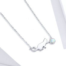 Load image into Gallery viewer, 925 Sterling Silver Fashion Cute Cat Opal Bracelet